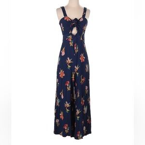 NWT Madewell Tie Front Jumpsuit in navy with tropical floral/flowers (size 8)